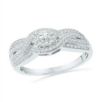 10kt bijelo zlato Ženo okruglo Diamond Bridal Wedding Angažman prsten za prsten set CTTW
