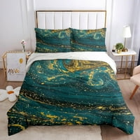 Tamnozeleni setovi za posteljinu od zelenog mramora, Napredna lagana luksuzna posteljina prekrivača,