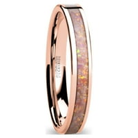 Svijetlo blijedo ružičasti Opal inlay ružičasti zlatni volfram Vjenčani prsten ,, veličina 7.5