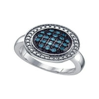 Sterling Silver ženski okrugli plavi boja poboljšani dijamantski krug KLUSTER prsten CTTW