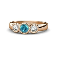 London Blue Topaz i Diamond Infinity Tri kamenog prstena 1. CT TW u 14K ružičastog zlata.Size 7.0