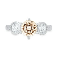 1. CT sjajan okrugli rez Clear Simulirani dijamant 18k bijelo zlato Trokratni prsten SZ 8