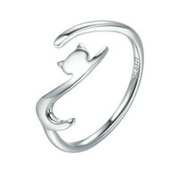Ženska prstena modnog mačenog oblika ring srebrna otvorena podesiva prsten nakit poklon zabavljački