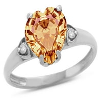 Star K srčani u obliku srca Simulirani carski žuti Topaz angažman obećava vjenčani prsten u KT bijeloj