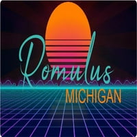 Romulus Michigan Vinil Decal Stiker Retro Neon Dizajn