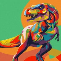 Boja po brojevima za djecu i odrasle i početnike Diy Canvas Slikanje poklon setova za ukrašavanje doma - šareni dinosauri