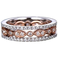 Yinguo modne dame prsten s tri u jednom kombiniranim prstenom od mesingana prstena 6- 6