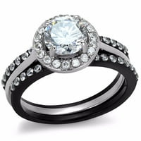 Set bračnog prstena Ženska dva tona crnog venčanog prstena od nehrđajućeg čelika Muške CZS veličine