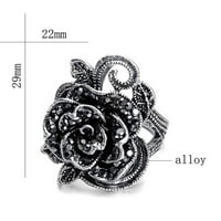 Archer Vintage Rose cvijet rhinestone umetnuli ženski ženski prsten za zabavu