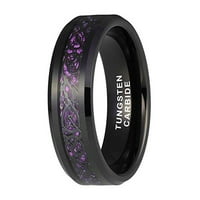 Vjenčani prsten žene ili unise crni keltski volfram bend w ljubičasta inlay