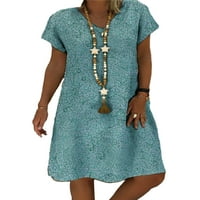 Rejlun Women Mini haljine Swing T majica Dress Tunic Sendress Baggy Jednostavno ljeto Plavo m