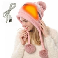 Susanny Weons Hladni vremenski kabel pletene beanie hat trendi mekani krzno pom pom prugasto krokiranje