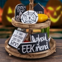 Noć vještica, ukrasi za ladicu, Halloween Dekor, Happy Halloween Trick-or-tretman Ghosts Drveni znakovi