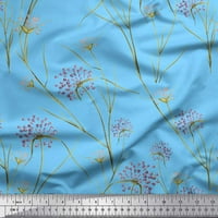 Soimoi Green Pamuk poplin tkanina trava i willflower cvjetni dekor od tiskanog dvorišta široko