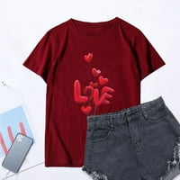 Košulje za žene Valentinovo Romantične grafike Tees Love Heart Print T-majice Kratki rukav O-izrez bluza