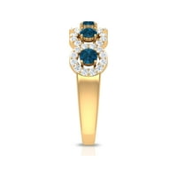 Klasični poluvremeni prsten sa Londonom Blue Topaz i Diamond - Ocjena AAA, 14K žuto zlato, SAD 7.00