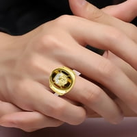 Muški prstenovi 14K žuti zlatni dizajn Christ Head Religiozni prsten sa dijamantima i tigarskim prstenima