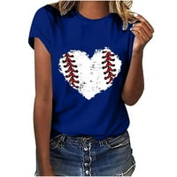 Ženske vrhove Dressy Casual Heart Baseball Ispiši Bluze Labave ležerne tunike vrhovi ljetni okrugli