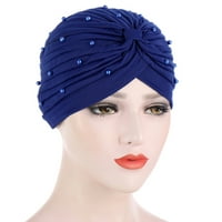 Loopsun kape za žene Ležerne prilike, pune boje šešir, Čvrsta perlica Indija Hat muslimanski ruffle