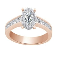 Prekrasan zaručnički vjenčani prsten u 14K ružičastog zlata sa okruglim rezom bijeli prirodni dijamant
