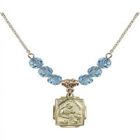 Ogrlica sa pozlaćenom zlatom Hamilton sa plavim matarnim rođenjem kamene perle i šarm Saint Ann