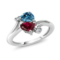 Gem Stone King Sterling Srebrni prsten Perzijski plavi moissinite stvorio ruby