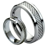 Usklađivanje muških i dama srebrne karbonske vlakne Inlay Tungsten Carbide Vjenčani prsten