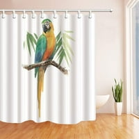 Papagaj akvarel papagaj na drvenim granama s bambusom napušta zavjesu od poliesterne tkanine, zavjese