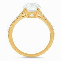 2. CT sjajan ovalni rez simulirani dijamant 14k žuti zlatni pasijans sa Accenting prstenom SZ 3.5