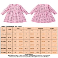 Paille Girls Crtani ispisane haljine sa džepovima Spring Party Haljina posada reda Pink 5t
