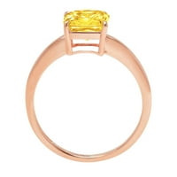 2.5ct Asscher Cut Yellow Prirodni citirani 18K ružičasto zlatni godišnjica ruža Veličina prstena 3,75