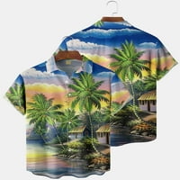 Havajska majica za muškarce s kratkim rukavima dolje majice Casual Palm Tree Vintage Tops Dijete