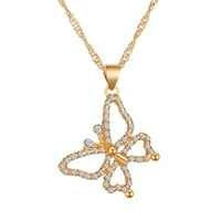Heiheiup OpenWork Diamond Leptir ogrlica za djevojke Žene Prijatelji Daljinski rođendan Pokloni Početna