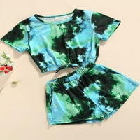 MA & Baby Toddler Baby Girl Tie-Dye Ispis kratkih kratkih kratkih kratkih rukava set outfit