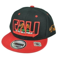 California Republic Cali Black Red Snapback Bear State Hat Cap ravni račun SAD