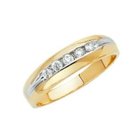 Jewels 14k bijeli i žuti zlatni prsten dva tona kubična cirkonija CZ muške godišnjice vjenčane veze
