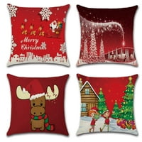 Set jastuka zimsko božićno drvce Santa Claus Child Snowflake Crveni crtani film Zeleni bacanje jastučnice