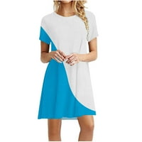 Miluxas plus veličina haljina za čišćenje Ženska ležerna boja blokiranje boje (okrugla kratki rukavica)