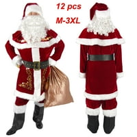Velvet Deluxe Santa Claus Cosplay odijelo Božićne kostim za odrasle Fancy haljina Potpuni set Cosplay