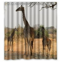 Mohome slatke žirafe na travnjačkom tuš kabinu Vodootporna poliesterska tkanina za tuširanje