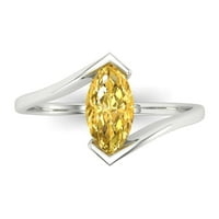 CT Sjajno markize Cleani simulirani dijamant 18k bijeli zlatni pasijans prsten sz 10.25
