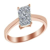 Bijeli prirodni dijamantski kvadratni prsten u 10K ruž zlatu