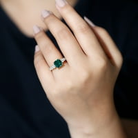 Laboratorija kreirala smaragdni prsten sa moissitnim bočnim kamenjem za žene, 14k bijelo zlato, SAD