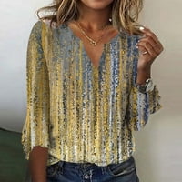 Cvjetni vrhovi za ženske modne ljetne V-izreznu rupu za ispis ležerne majice bluza