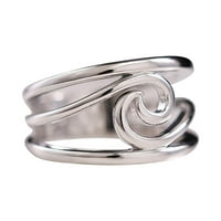 Haykey Legura geometrijski valni nakit ženski siple glatki prsten