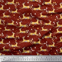 Soimoi Japan Crepe Satin Trougao i Impala jeleer životinjski ispis tkanina od dvorišta široko