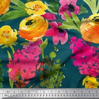 Soimoi Crveni Poly Georgette Listovi tkanine i cvjetna dekorska tkanina od ispisanih BTY