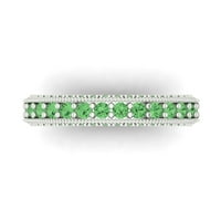 1. CT sjajan okrugli rez simulirani zeleni dijamant 18k bijeli zlatni večni bend sz 11