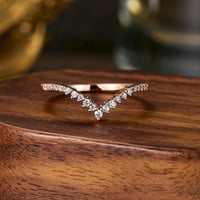 Sterling srebrni 14K ružičarski zlatni moissanite v oblikuje vjenčani prsten