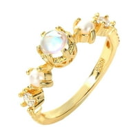 Mnjin Fashite Exquisite Opal Pearl Prsten set za žene Angažovanje prstenarskih nakita Pokloni Gold 11